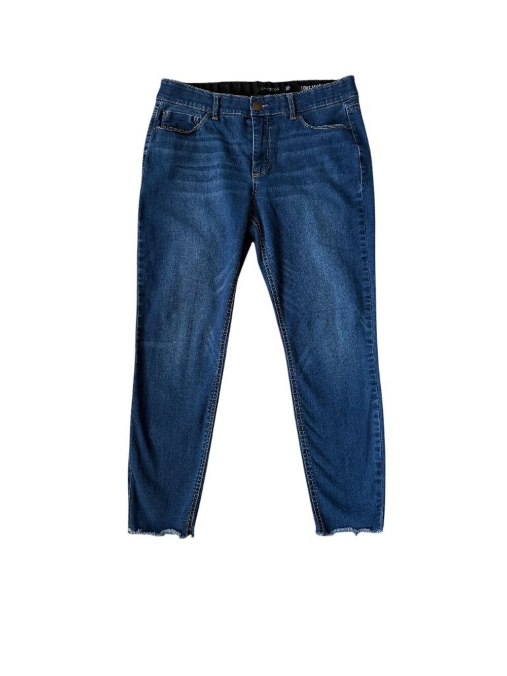 One5One women's Love My Fit Goddess Fit med wash blue denim frayed jeans 12/31